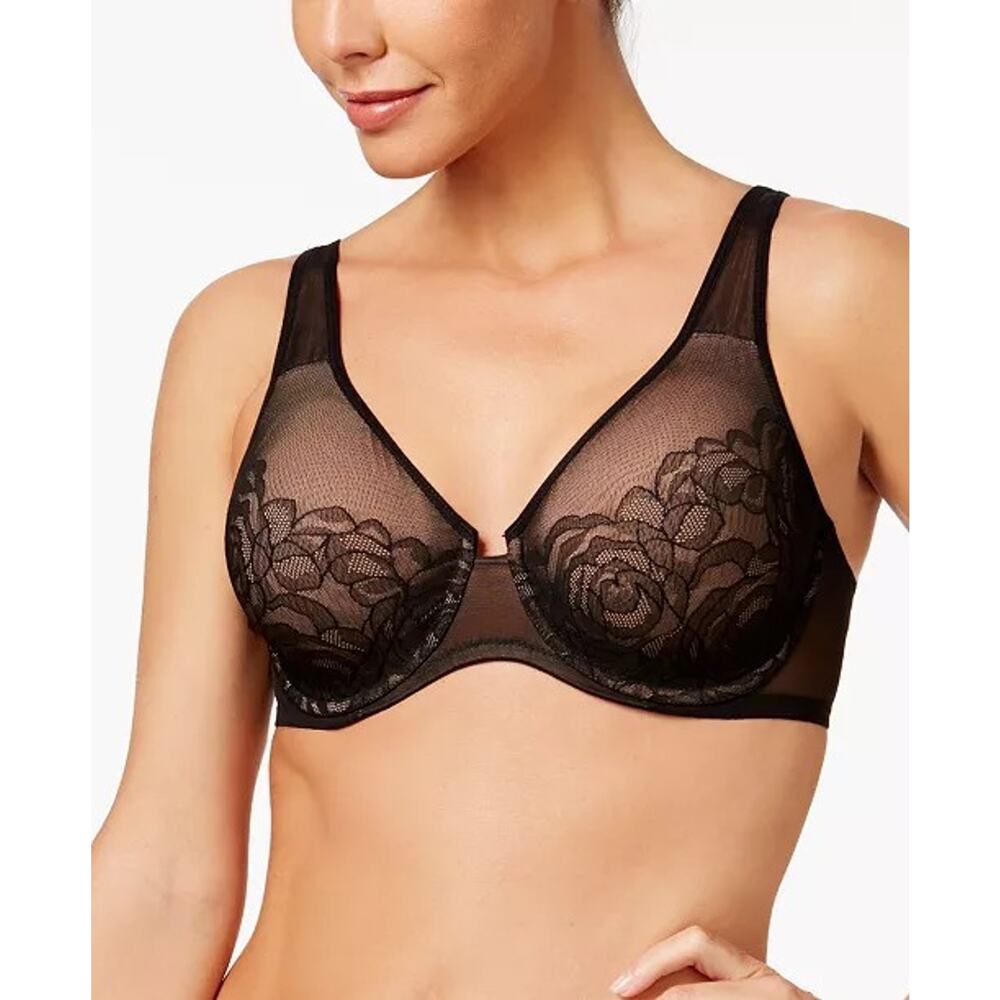 Wacoal Women's Stark Beauty Underwire Black Lace/Mesh Bra, Size 40DD 855225